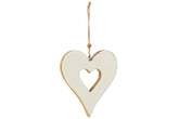 Hanger Dubbel Hart Mangohout Wit Large - (40136)